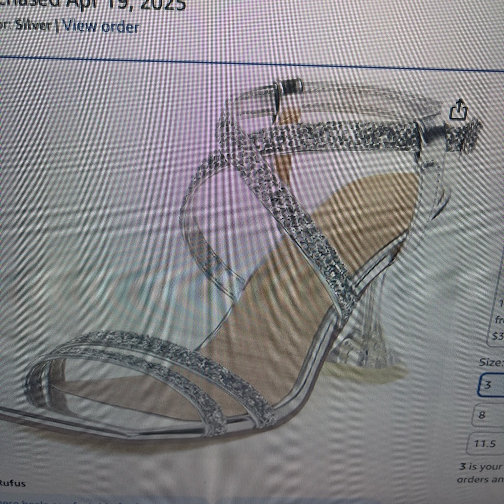 Silver Sequin Strappy Heels/Sandals - Size 3.  NWT